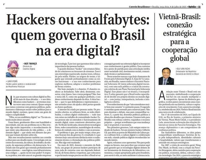 L'article publié sur le journal brésilien Correio Braziliense. Photo: VNA vna-potal-viet-nam-brazil-ket-noi-chien-luoc-vi-hop-tac-toan-cau-8138504.jpg