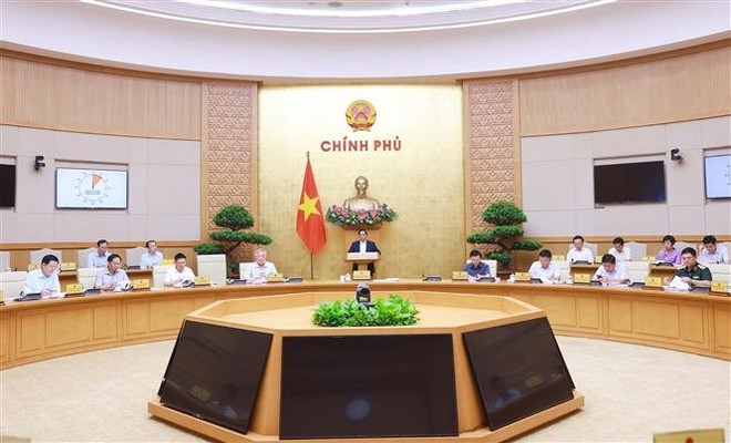 Le réunion thématique de mai sur la préparation de lois. Photo: VNA vna-potal-thu-tuong-chu-tri-hop-chinh-phu-chuyen-de-ve-xay-dung-phap-luat-thang-5-nam-2025-8046751.jpg