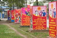 Des panneaux d'affichage de propagande sont installés le long de la route dans la commune de Lac Son (province de Phu Tho). Photo : VNA