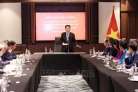 Le président vietnamien Luong Cuong a rencontré, dans la soirée du 3 août au Caire, les ambassadeurs du Vietnam accrédités dans divers pays africains. Photo : VNA