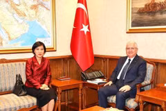 Mme Đang Thi Thu Ha et le ministre turc de la Défense, Yasar Guler. Photo : vtcnews.vn
