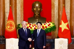 Le président Luong Cuong (droite) et le Premier ministre de la République du Kirghizistan, Adylbek Kasymaliev. Photo : VNA