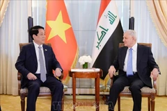 Le président vietnamien Luong Cuong (gauche) rencontre le président irakien Abdul Latif Rashid. Photo : VNA