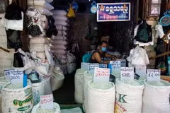 Un magasin de riz à Yangon, au Myanmar Photo d'illustration : AFP/VNA