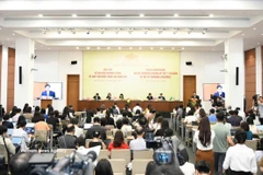 La conférence de presse consacrée au programme prévisionnel de la première session de la 16e législature de l’Assemblée nationale, tenue le 3 avril à Hanoï. Photo : VNA