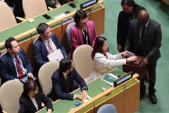 La vice-ministre des Affaires étrangères, Nguyen Minh Hang, effectue des votes. Photo : VNA