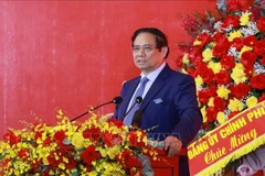 Le Premier ministre Pham Minh Chinh prend la parole lors du IVe Congrès du Comité du Parti de l’Électrique du Vietnam pour le mandat 2025-2030. Photo : VNA