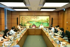 Des députés discutent en groupe. Photo : VNA