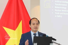 Phung Quoc Tri, président de l’Association des intellectuels vietnamiens en Belgique-Luxembourg (ViLaB), au séminaire. Photo : VNA