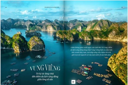 Le village des pêcheurs Vung Viêng, dans la baie de Bai Tu Long, est mis en avant dans cette brochure intitulée «Tourisme rural», publiée par le Centre d’information touristique. Photo : VNAT