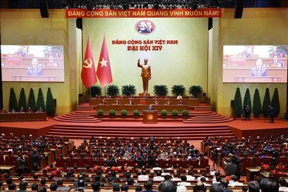 Le secrétaire général Tô Lâm s’exprime en clôture du 14e Congrès national du Parti communiste du Vietnam, à Hanoi, le 23 janvier 2025. Photo : VNA