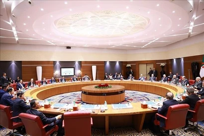 Entretien entre le Premier ministre vietnamien Pham Minh Chinh et son homologue algérien Sifi Ghrieb, à Alger, le 19 novembre. Photo : VNA