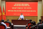Le Premier ministre Pham Minh Chinh préside une réunion de déploiement des missions au Poste de commandement avancé du gouvernement installé dans la province de Nghê An. Photo : VNA