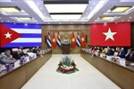 L'entretien à Hanoï entre le président de l’Assemblée nationale du Vietnam, Tran Thanh Man et le président de l’Assemblée nationale du Pouvoir populaire et du Conseil d’État de Cuba, Esteban Lazo Hernández. Photo : VNA