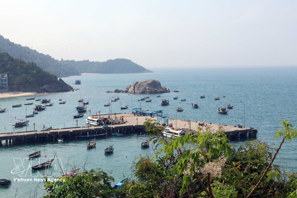 Flotte de pêche amarrée près du littoral. Photo: VNA