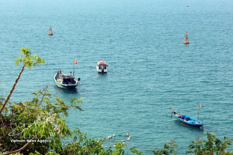 Embarcations des pêcheurs reposant au mouillage. Photo: VNA