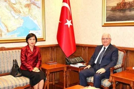 Mme Đang Thi Thu Ha et le ministre turc de la Défense, Yasar Guler. Photo : vtcnews.vn