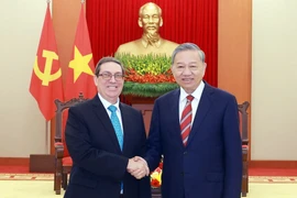 Le secrétaire général du Comité central du Parti communiste du Vietnam To Lam (droite) et le ministre cubain des Affaires étrangères Bruno Rodriguez Parrilla. Photo : VNA