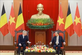 Le secrétaire général du Comité central du Parti communiste du Vietnam To Lam (droite) a reçu le 1er avril à Hanoï le roi Philippe de Belgique, en visite d'État au Vietnam. Photo : VNA