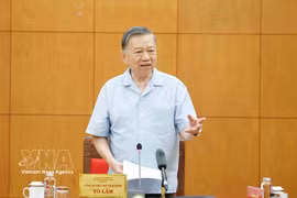 Le secrétaire général du Parti et président To Lam préside une réunion consacrée au développement de l'industrie maritime nationale. Photo : VNA