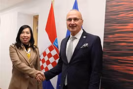 La vice-ministre des Affaires étrangères Le Thi Thu Hang et le ministre croate des Affaires étrangères Gordan Grlic Radman. Photo : VNA