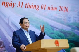 Le Premier ministre Pham Minh Chinh, chef du Comité de pilotage des ouvrages clés et des projets nationaux importants dans le secteur ferroviaire, a présidé, le 31 janvier à Hanoï, sa sixième réunion. Photo : VNA