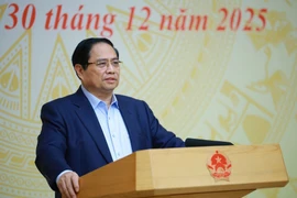 Le Premier ministre Pham Minh Chinh prend la parole lors de la conférence. Photo : VNA 