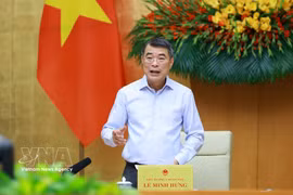 Le Premier ministre Le Minh Hung prend la parole lors de la réunion gouvernementale consacrée à l’élaboration des lois pour juin. Photo : VNA