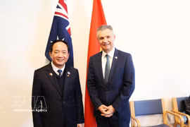 Trinh Van Quyet, chef de la Commission centrale de la sensibilisation auprès des masses du Parti (gauche) et le ministre délégué à l'Immigration ainsi qu'aux Affaires étrangères et au Commerce. Photo : VNA
