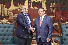 Le Premier ministre vietnamien Pham Minh Chinh (droite) reçoit à Hanoï Ali Ijaz Ahmad, PDG de Makara Capital Partners (Singapour). Photo : VNA