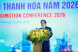 Le Premier ministre Pham Minh Chinh prend la parole à la Conférence de promotion de l’investissement de la province de Thanh Hoa en 2026. Photo : VNA
