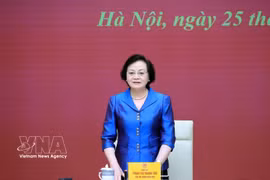 La vice-Première ministre Pham Thi Thanh Tra prend la parole à la réunion. Photo : VNA