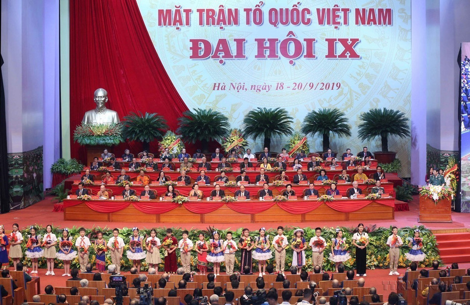 La cérémonie d'ouverture du 9e Congrès national du Front de la Patrie du Vietnam, mandat 2019-2024 au Centre national des congrès à Hanoï. Photo: VNA