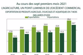L'agriculture, un point lumineux de l'excédent commercial en sept mois