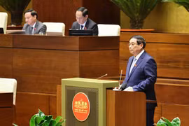 Le Premier ministre Pham Minh Chinh prononce un discours dans le cadre de la 8e session en cours de la 15e Assemblée nationale (AN), le 12 novembre. Photo: VNA