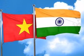 Les drapeaux nationaux du Vietnam et de l'Inde. Photo: baoquocte.vn
