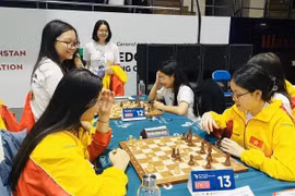 Les joueuses vietnamiennes lors des Championnats d'Asie d'échecs junior 2024. Photo: sggp.org.vn