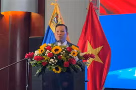 L'ambassadeur du Vietnam au Venezuela Vu Trung My s'exprime à la cérémonie. Photo: ambassade du Vietnam au Venezuela