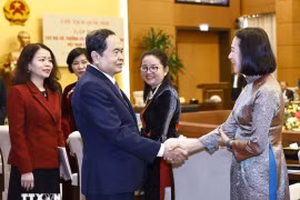 e président de l'AN rencontre les nouveaux ambassadeurs et les chefs des représentations à l'étranger. Photo : VNA