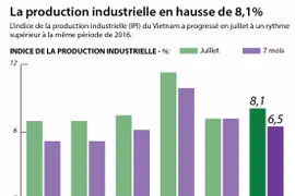 [Infographie] La production industrielle vietnamienne en hausse de 8,1% en juillet