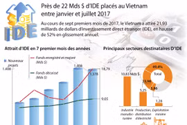 Près de 22 Mds $ d’IDE placés au Vietnam en 7 mois