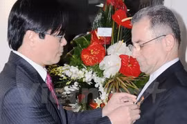 L'ambassadeur du Vietnam en Iran, Nguyen Hong Thach (gauche) a remis le 13 avril à Téhéran l'Insigne "Pour la paix et l'amitié entre les peuples" à M. Seyed Javad Ghavam Shahidi. (Source : VNA)