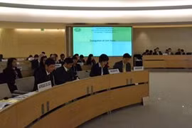 Les représentants du Vietnam participent à la 18e session du Conseil des droits de l'homme de l'ONU. Photo : VNA