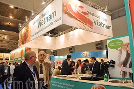 Le stand du Vietnam à la foire mondiale des produits aquatiques Bruxelles 2015. Photo: VNA