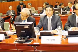 Le vice-ministre et ministre des Affaires étrangères, Pham Binh Minh à la Conférence ministérielle ASEAN-UE. (Source:VNA)