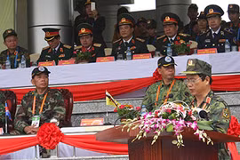 Le général Nguyen Quoc Khanh, chef d'Etat-major général adjoint de l'Armée populaire du Vietnam, prononce un discours d'ouverture de l'AARM-24. 
