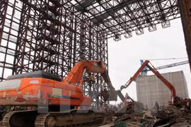 L'effondrement de l’échafaudage survenu sur le chantier Formosa. Photo: VNA