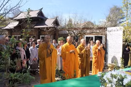 La cérémonie en hommage aux héros qui s’étaient sacrifiés pour défendre la mer et les îles du Vietnam dans la banlieue de Paris. Photo : VNA