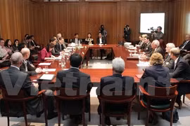 Table-ronde "Le Vietnam : destination des entreprises allemandes". Photo: VNA