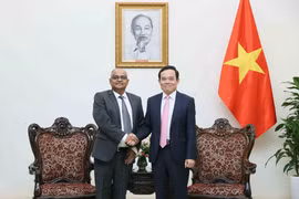 Le vice-Premier ministre Trân Luu Quang (droite) et le directeur national de la Banque asiatique de développement (BAD) au Vietnam, Shantanu Chakraborty. Photo: VNA